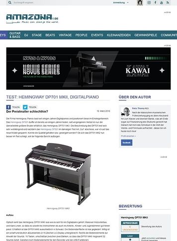 Amazona.de Test: Hemingway DP701 MKII, Digitalpiano Amazona.de Test: Hemingway DP701 MKII, Digitalpiano