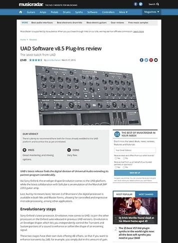 MusicRadar.com UAD Software v8.5 Plug-Ins MusicRadar.com UAD Software v8.5 Plug-Ins