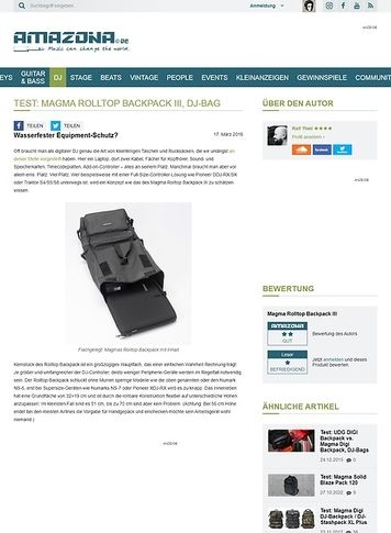 Amazona.de Test: Magma Rolltop Backpack III, DJ-Bag Amazona.de Test: Magma Rolltop Backpack III, DJ-Bag
