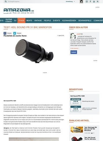 Amazona.de Test: Heil Sound PR 31 BW, Mikrofon Amazona.de Test: Heil Sound PR 31 BW, Mikrofon