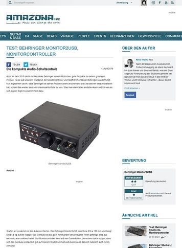 Amazona.de Test: Behringer Monitor2USB, Monitorcontroller Amazona.de Test: Behringer Monitor2USB, Monitorcontroller