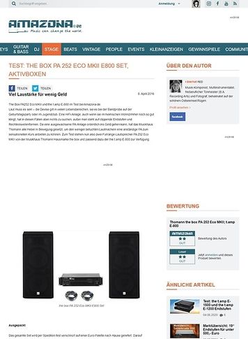 Amazona.de Test: the box PA 252 Eco MKII E800 Set, PA Amazona.de Test: the box PA 252 Eco MKII E800 Set, PA