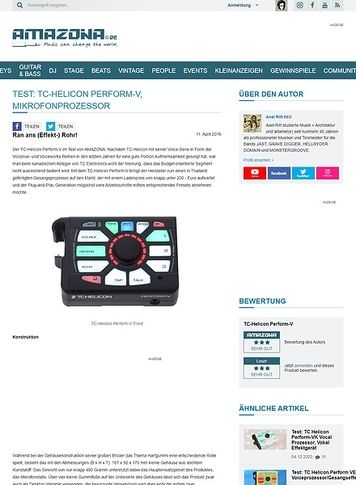 Amazona.de Test: TC-Helicon Perform-V, Mikrofonprozessor Amazona.de Test: TC-Helicon Perform-V, Mikrofonprozessor