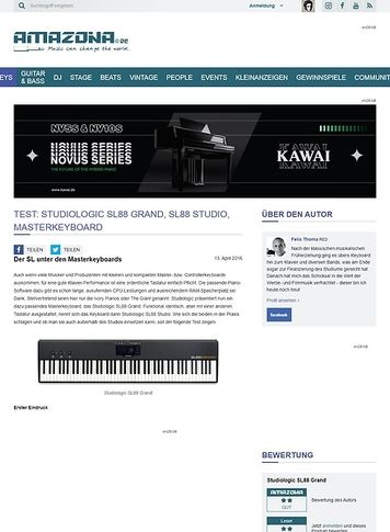 Amazona.de Test: Studiologic SL88 Grand, SL88 Studio, Masterkeyboard Amazona.de Test: Studiologic SL88 Grand, SL88 Studio, Masterkeyboard