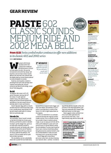 Rhythm Paiste 602 Classic Sounds Medium Ride And 2002 Mega Bell Rhythm Paiste 602 Classic Sounds Medium Ride And 2002 Mega Bell