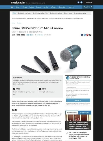 MusicRadar.com Shure DMK57-52 Drum Mic Kit MusicRadar.com Shure DMK57-52 Drum Mic Kit