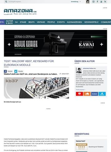 Amazona.de Test: Waldorf kb37, Keyboard für Eurorack Module Amazona.de Test: Waldorf kb37, Keyboard für Eurorack Module