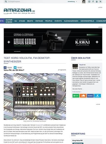 Amazona.de Test: Korg Volca FM, FM-Desktop-Synthesizer Amazona.de Test: Korg Volca FM, FM-Desktop-Synthesizer
