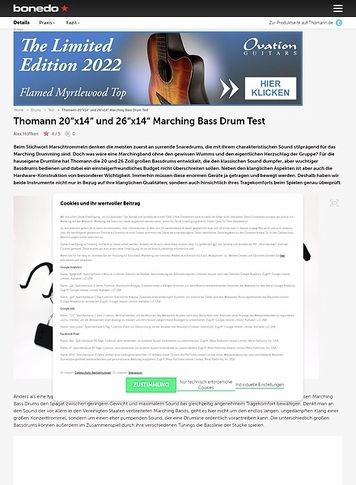 Bonedo.de Thomann 20x14 und 26x14 Marching Bass Drum Bonedo.de Thomann 20x14 und 26x14 Marching Bass Drum