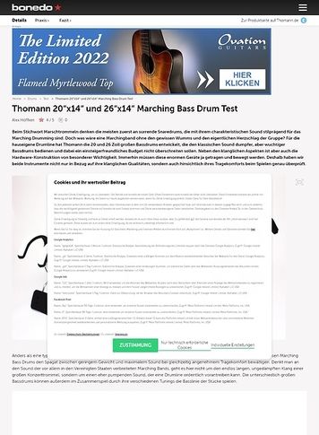 Bonedo.de Thomann 20x14 und 26x14 Marching Bass Drum Bonedo.de Thomann 20x14 und 26x14 Marching Bass Drum