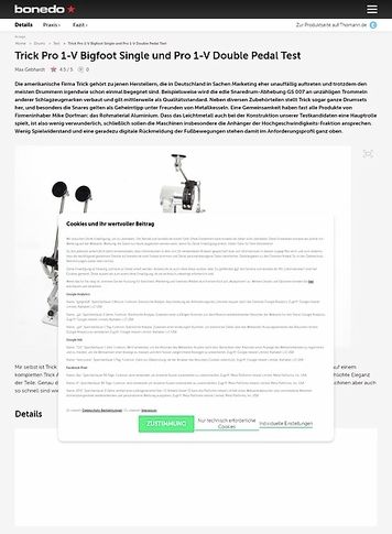 Bonedo.de Trick Pro 1-V Bigfoot Single und Pro 1-V Double Pedal Bonedo.de Trick Pro 1-V Bigfoot Single und Pro 1-V Double Pedal