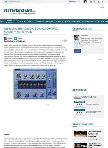 Amazona.de Test: Universal Audio Sonnox Oxford Envolution, Plug-in Amazona.de Test: Universal Audio Sonnox Oxford Envolution, Plug-in