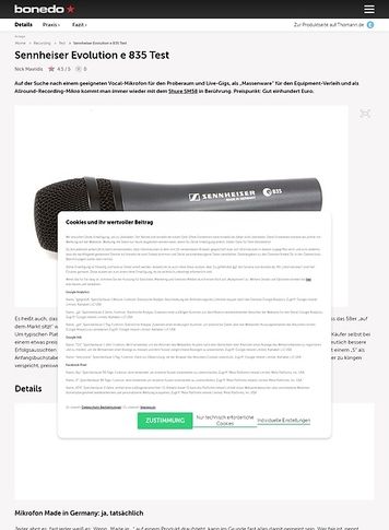 Bonedo.de Sennheiser Evolution e835 Bonedo.de Sennheiser Evolution e835