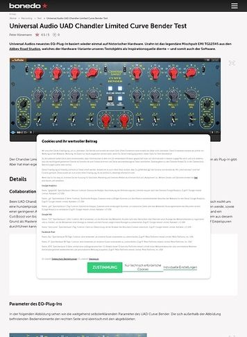 Bonedo.de Universal Audio UAD Chandler Limited Curve Bender Bonedo.de Universal Audio UAD Chandler Limited Curve Bender