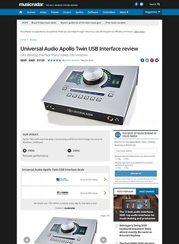 MusicRadar.com Universal Audio Apollo Twin USB Interface MusicRadar.com Universal Audio Apollo Twin USB Interface