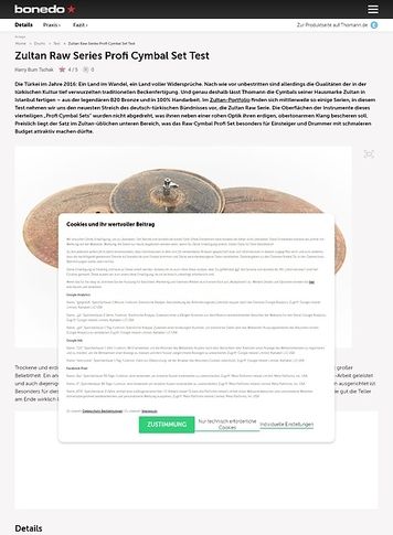 Bonedo.de Zultan Raw Series Profi Cymbal Set Bonedo.de Zultan Raw Series Profi Cymbal Set