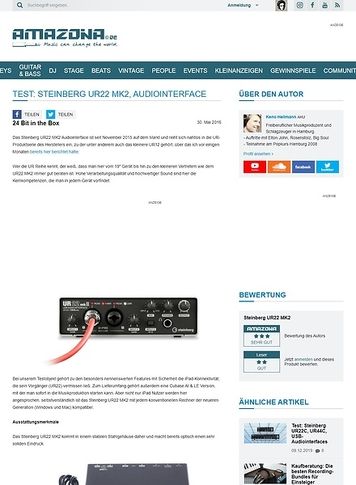 Amazona.de Test: Steinberg UR22 MK2, Audiointerface Amazona.de Test: Steinberg UR22 MK2, Audiointerface