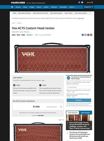 MusicRadar.com Vox AC15 Custom Head MusicRadar.com Vox AC15 Custom Head