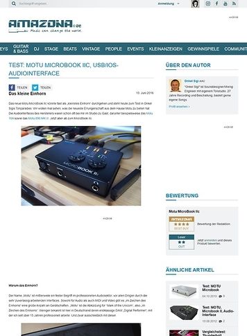 Amazona.de Test: Motu MicroBook IIc, USB/iOS-Audiointerface Amazona.de Test: Motu MicroBook IIc, USB/iOS-Audiointerface