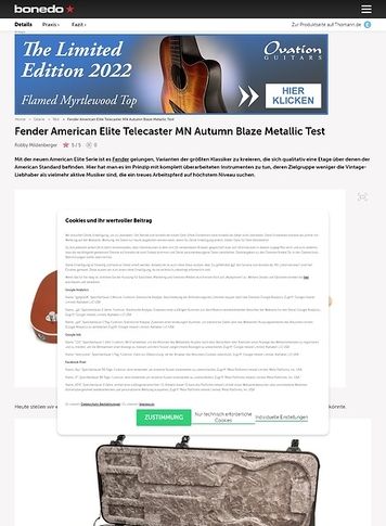 Bonedo.de Fender American Elite Telecaster MN Autumn Blaze Metallic Bonedo.de Fender American Elite Telecaster MN Autumn Blaze Metallic
