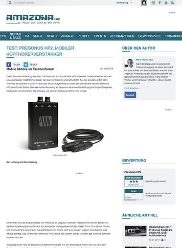 Amazona.de Test: Presonus HP2, Mobiler Kopfhörerverstärker Amazona.de Test: Presonus HP2, Mobiler Kopfhörerverstärker