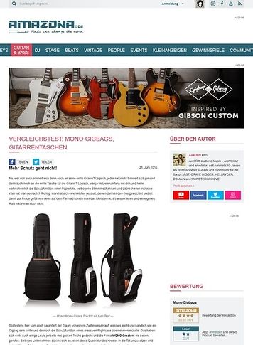Amazona.de Vergleichstest: Mono Gigbags, Gitarrentaschen Amazona.de Vergleichstest: Mono Gigbags, Gitarrentaschen