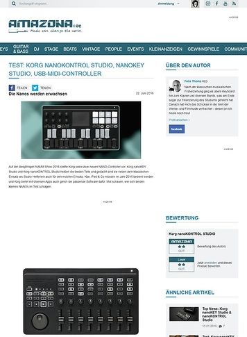 Amazona.de Test: Korg nanoKONTROL Studio, nanoKEY Studio, USB-MIDI-Controller Amazona.de Test: Korg nanoKONTROL Studio, nanoKEY Studio, USB-MIDI-Controller