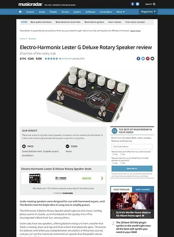 MusicRadar.com Electro-Harmonix Lester G Deluxe Rotary Speaker MusicRadar.com Electro-Harmonix Lester G Deluxe Rotary Speaker