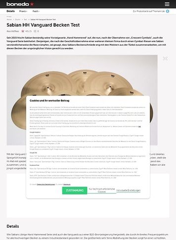 Bonedo.de Sabian HH Vanguard Becken Test Bonedo.de Sabian HH Vanguard Becken Test