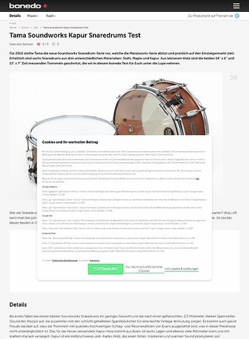 Bonedo.de Tama Soundworks Kapur Snaredrums Test Bonedo.de Tama Soundworks Kapur Snaredrums Test