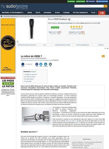 Audiofanzine.com Shure KSM8 Dualdyne Audiofanzine.com Shure KSM8 Dualdyne
