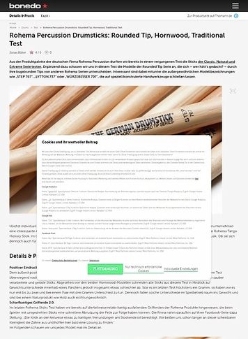 Bonedo.de Rohema Percussion Drumsticks: Rounded Tip, Hornwood, Traditional Bonedo.de Rohema Percussion Drumsticks: Rounded Tip, Hornwood, Traditional