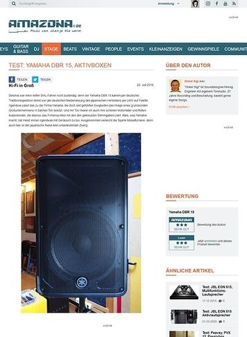 Amazona.de Test: Yamaha DBR 15, Aktivbox Amazona.de Test: Yamaha DBR 15, Aktivbox