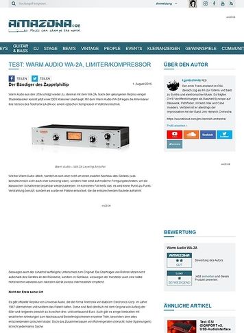 Amazona.de Test: Warm Audio WA-2A, Limiter/Kompressor Amazona.de Test: Warm Audio WA-2A, Limiter/Kompressor