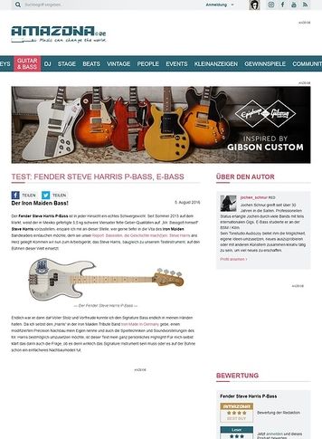 Amazona.de Test: Fender Steve Harris P-Bass, E-Bass Amazona.de Test: Fender Steve Harris P-Bass, E-Bass