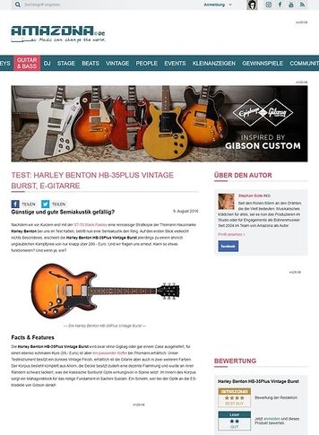 Amazona.de Test: Harley Benton HB-35Plus Vintage Burst, E-Gitarre Amazona.de Test: Harley Benton HB-35Plus Vintage Burst, E-Gitarre