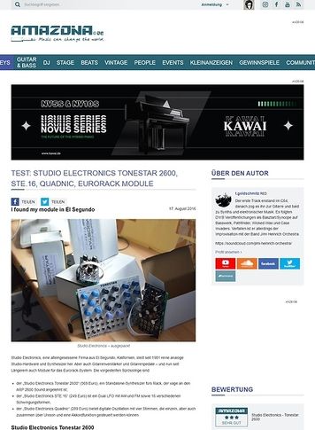 Amazona.de Test: Studio Electronics Tonestar 2600, STE.16, Quadnic, Eurorack Module Amazona.de Test: Studio Electronics Tonestar 2600, STE.16, Quadnic, Eurorack Module