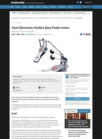 MusicRadar.com Pearl Eliminator Redline Bass Pedal MusicRadar.com Pearl Eliminator Redline Bass Pedal