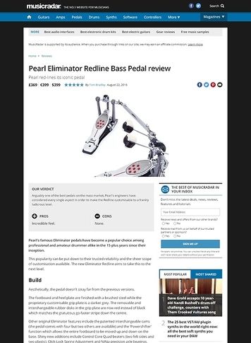 MusicRadar.com Pearl Eliminator Redline Bass Pedal MusicRadar.com Pearl Eliminator Redline Bass Pedal