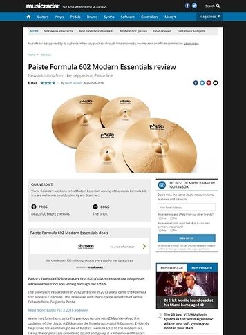 MusicRadar.com Paiste Formula 602 Modern Essentials MusicRadar.com Paiste Formula 602 Modern Essentials