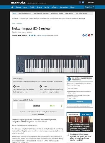 MusicRadar.com Nektar Impact GX49 MusicRadar.com Nektar Impact GX49