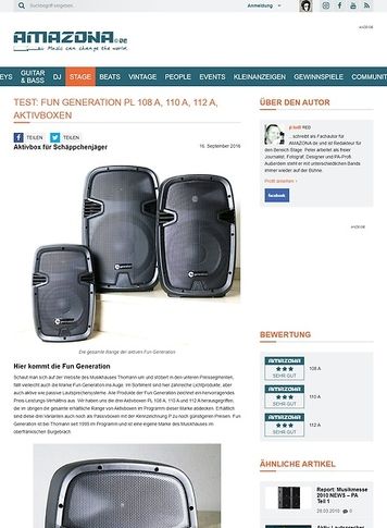 Amazona.de Test: Fun Generation PL 108 A, 110 A, 112 A, Aktivboxen Amazona.de Test: Fun Generation PL 108 A, 110 A, 112 A, Aktivboxen