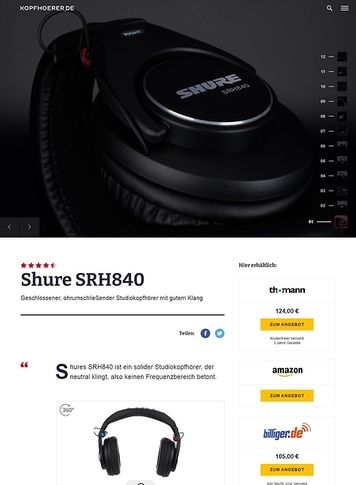 Kopfhoerer.de Shure SRH840 Kopfhoerer.de Shure SRH840