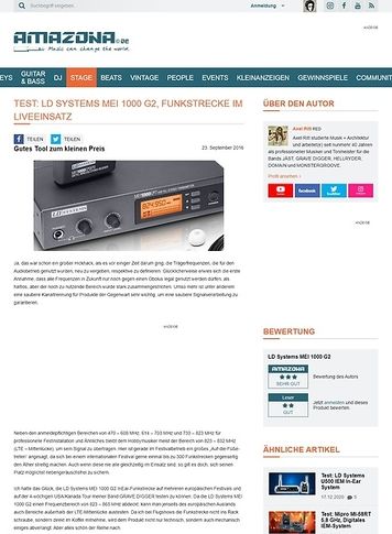 Amazona.de Test: LD Systems MEI 1000 G2, Funkstrecke im Liveeinsatz Amazona.de Test: LD Systems MEI 1000 G2, Funkstrecke im Liveeinsatz