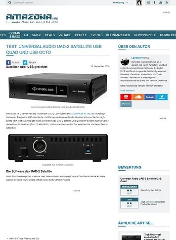 Amazona.de Test: Universal Audio UAD-2 Satellite USB Quad, USB-DSP System Amazona.de Test: Universal Audio UAD-2 Satellite USB Quad, USB-DSP System