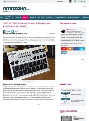 Amazona.de Test: Pittsburgh Modular Lifeforms KB-1, Synthesizer Modul Amazona.de Test: Pittsburgh Modular Lifeforms KB-1, Synthesizer Modul