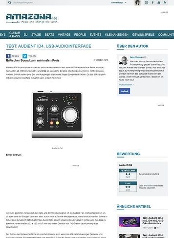 Amazona.de Test: Audient iD4, USB-Audiointerface Amazona.de Test: Audient iD4, USB-Audiointerface