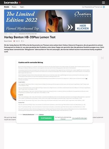 Bonedo.de Harley Benton HB-35Plus Lemon Bonedo.de Harley Benton HB-35Plus Lemon