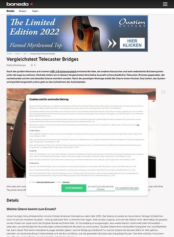 Bonedo.de Vergleichstest Telecaster Bridges Bonedo.de Vergleichstest Telecaster Bridges