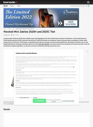 Bonedo.de Marshall Mini Jubilee 2525H und 2525C Bonedo.de Marshall Mini Jubilee 2525H und 2525C